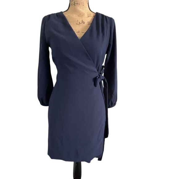 EUC J. Crew Petite Navy Blue Career Wrap Dress Wrap Dress - Size 2P - Picture 2 of 11
